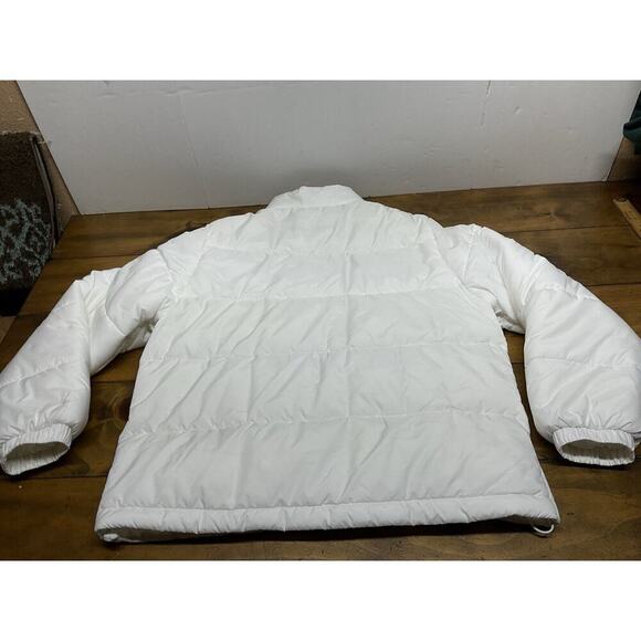 Adidas Puffer Jacket Coat Insulated Women's Medium White Trefoil Logo - Picture 15 of 16